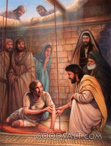 Jesus Helped a Crippled Man That Was  Let Down Through Roof