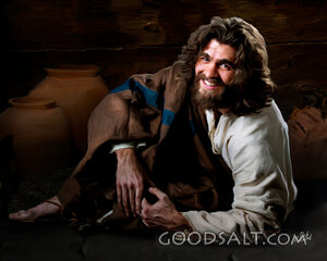 Jesus Reclining and Smiling