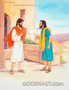 Jesus Talking to a Man, Possibly Disciple