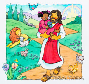 Jesus With Little Girl in Heaven