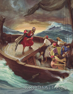 Jonah in a Boat in A Storm