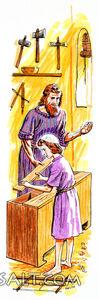 Joseph Teaches Jesus Carpentry