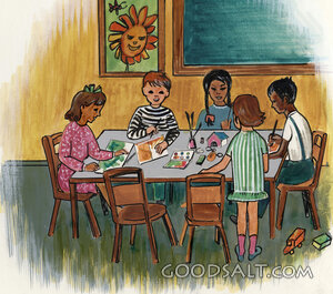 Kids Painting in Class