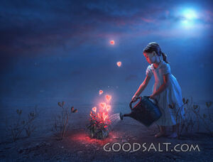 Little Girl and Hearts