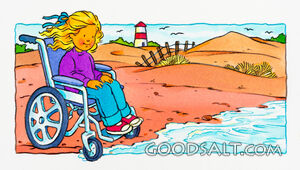 Little Girl in Wheelchair at Beach