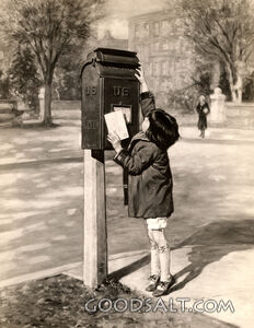 Little Girl Mailing Letter