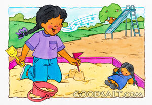 Little Girl Singing in Playground