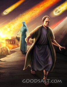 Lot Running From Sodom and Gomorrah