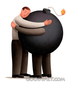 Man Hugging Bomb