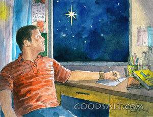 Man Looking Out the Window