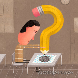 Man Using Pencil Shaped As Question Mark