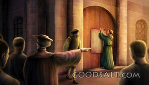 Martin Luther Nailing the Ninety-Five Theses