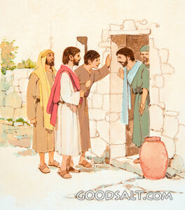 Matthew Welcomes Jesus to His House.
