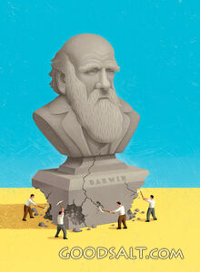 Men Chip Away a Huge Bust Statue