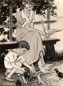 Mother and Boy with Pigeons