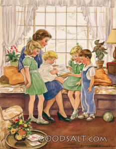 Mother Reading to Children