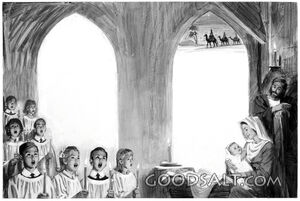 Nativity Vignette With Modern Choir