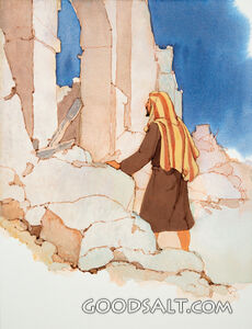 Nehemiah Contemplates the Fallen Walls of Jerusalem