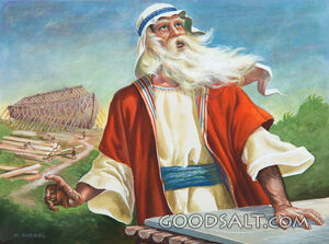 Noah and the Ark Listening to God While Making Blueprint
