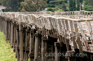 Old disused major wooden bridge.