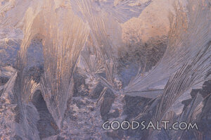 blue hoar frost on glass