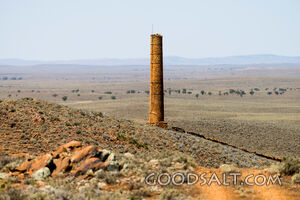 Outback copper mine chimney.