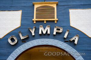 part of wall at front of country theatre