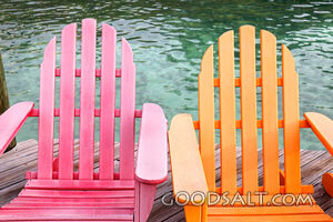 Pink and Orange Adirondack Chairs