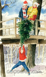 Playing in a Tree House on a Winter's Day