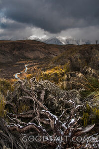 river valley running through snowy terrain