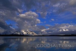 WYOMING. Teton National Park. Tetons and reflection of sprin