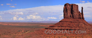 ARIZONA. Monument Valley. Panorama of West Mitten, wet from 
