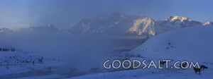 IDAHO. Stanley Basin. Panorama of the sunrise on the Sawtoot