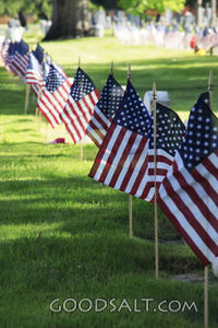 IDAHO. Boise. Morris Hill Cemetery, Silent Camp. Flags on mi