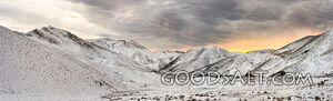 Snow covered mountain range.