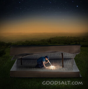 Studying the Bible at Night