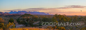 sunset orange glow and peaceful evening outback vista