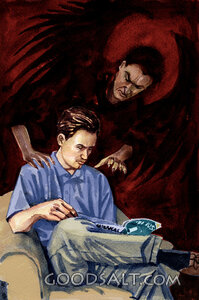 The devil tempting a man.