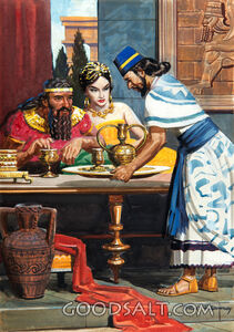 The Kings Cupbearer Asks the King for Permission to Go to Ju