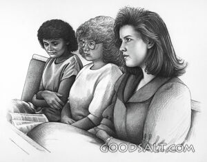 Three Woman Sitting in Pew