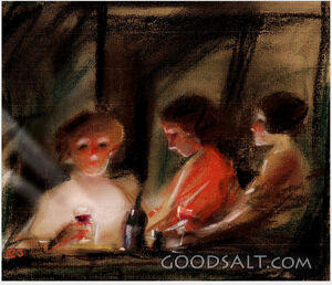 Three Women Drinking Wine