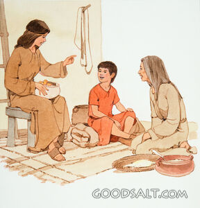 Timothy Learns the Scriptures From His Mother , Lois, and Hi