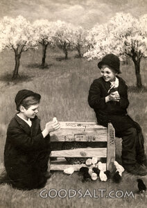 Two Boys with Chicks