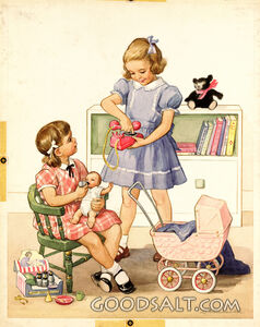 Two Girls Sharing Toys