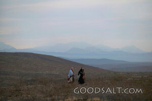 Two Men Walking in a Desert