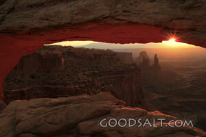 UTAH. Canyonlands National Park. Sunrise through Mesa Arch. 