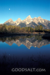 Mountains reflecting in a lake.