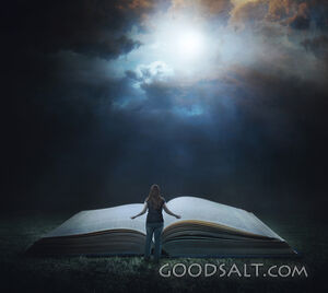 Woman Before Bible at Night