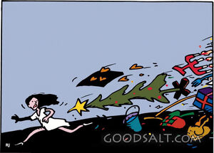 Woman Being Chased by Holidays