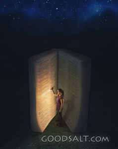 Woman Looking Into Large Bible